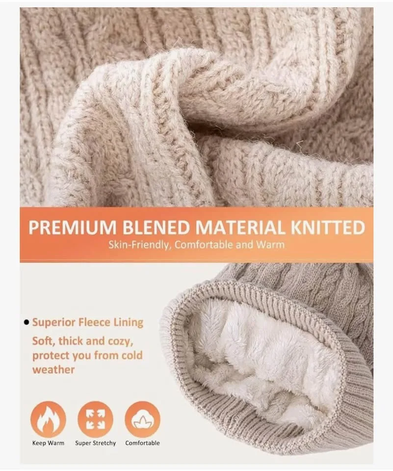 Winter Beanie Hat Scarf Gloves Set for Women image indicator(5)