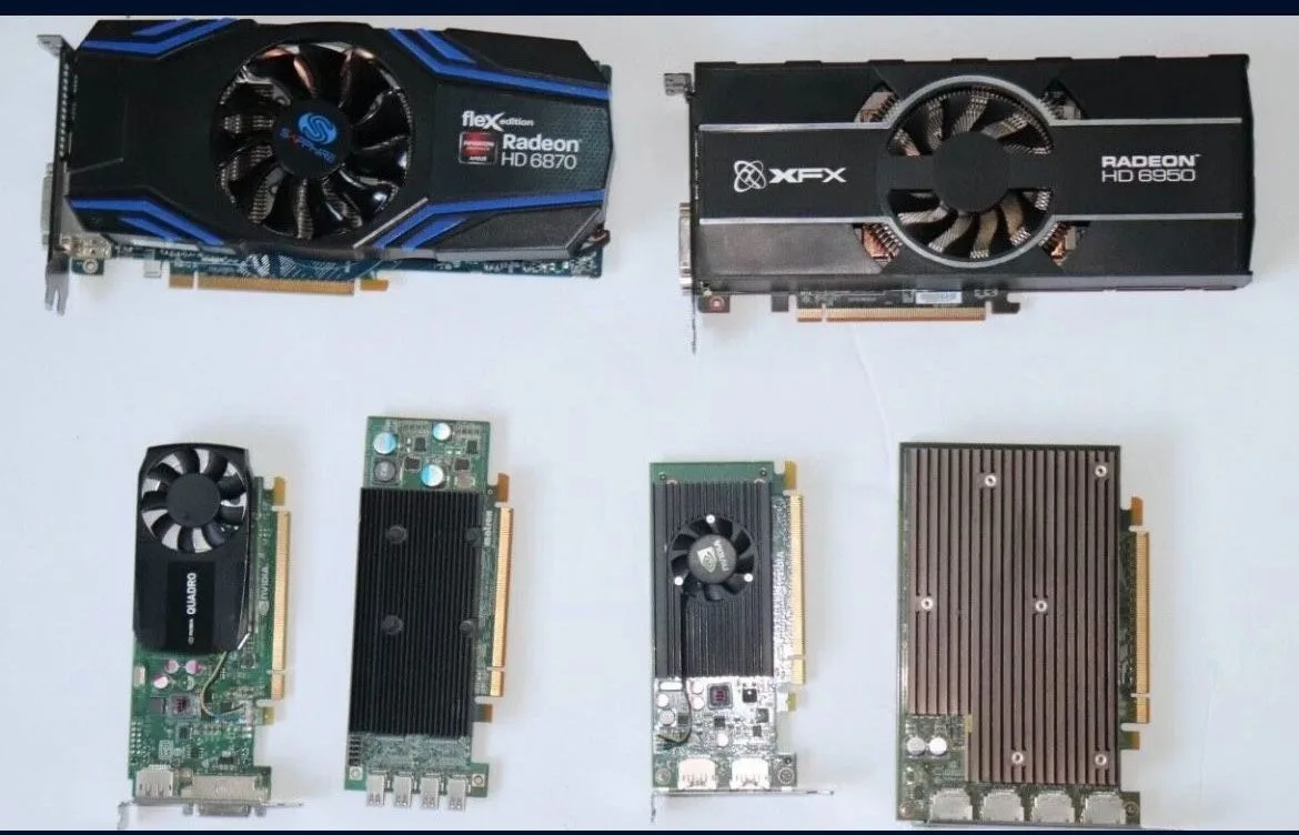 LOT of 6 graphics cards - (UNTESTED - SOLD AS IS) - NVIDIA / AMD
