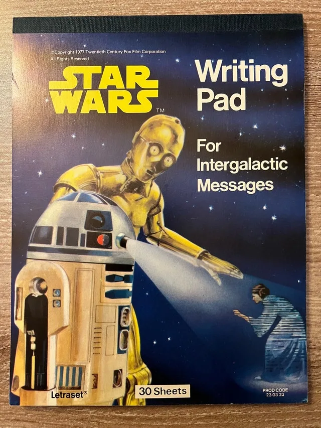1977 Star Wars Writing Pad — Letraset — Vintage Stationery — 30p