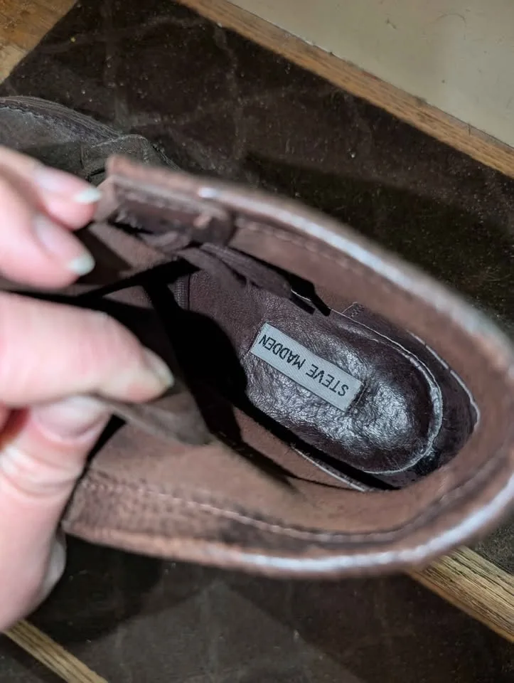 Steve Madden Viktor Gray Leather Boots Size 9D image indicator(6)