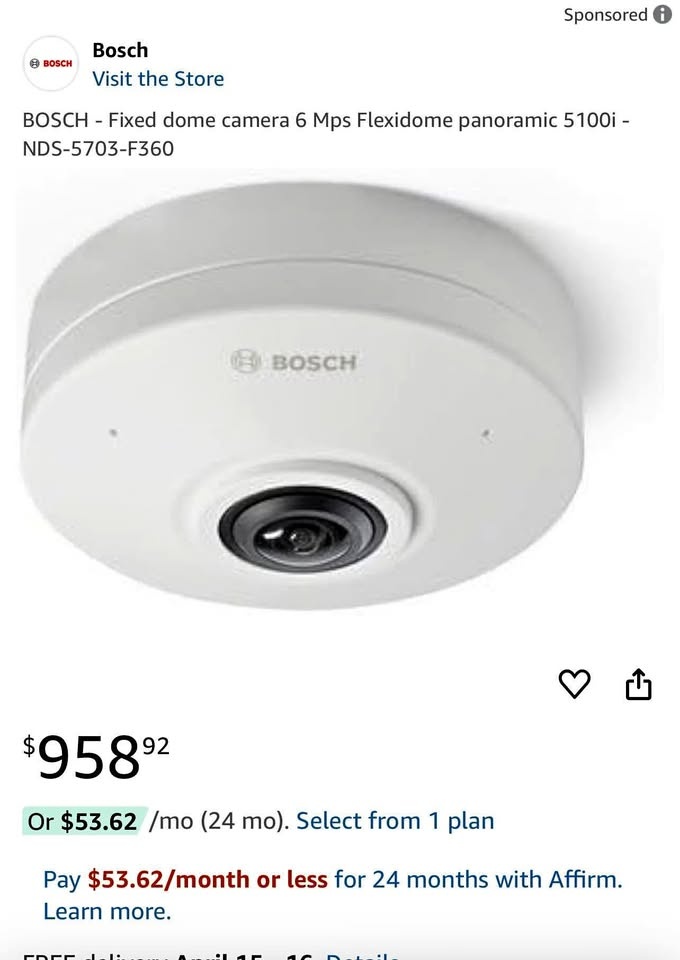 BOSCH Flexidome Panoramic 5100i 6MP Fixed Dome Camera