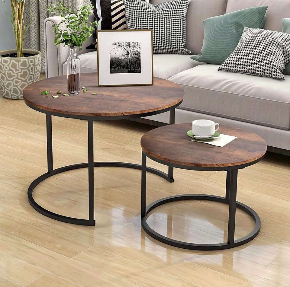 2 Piece Round Coffee Table Set