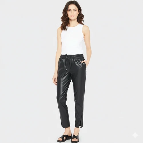 Theory Womens Faux Leather High Rise Split Leg Pants Black 00