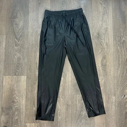 Theory Womens Faux Leather High Rise Split Leg Pants Black 00 - photo 5