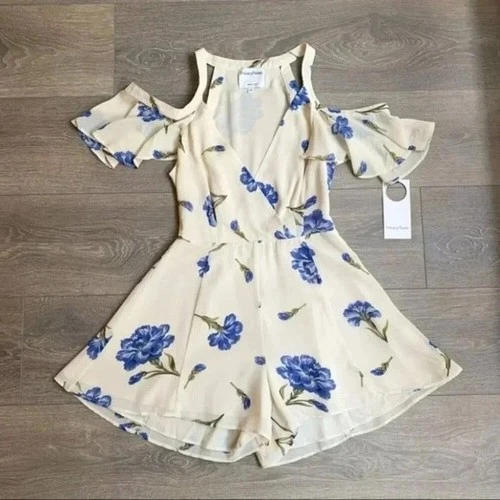 Revolve Privacy Please Leon Romper Cream Purple S NWT - photo 2