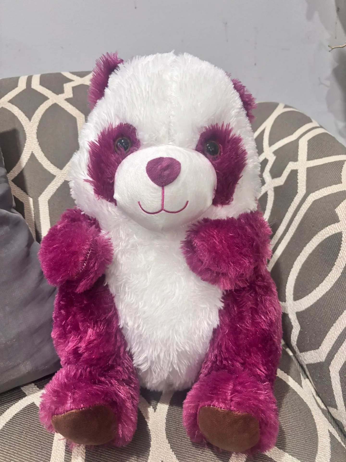 Goffa Pink & White Panda Bear Plush – 13” x 9”