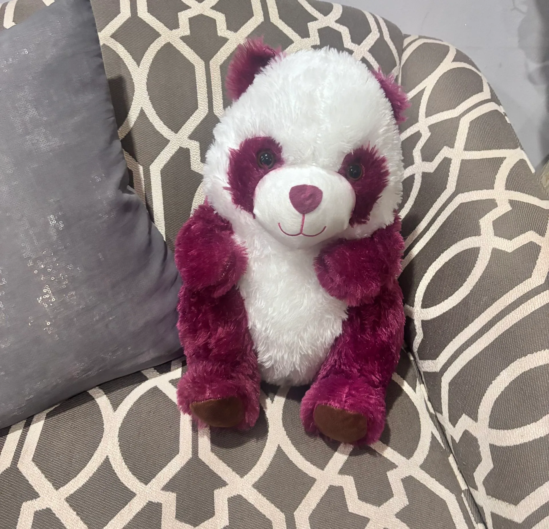 Goffa Pink & White Panda Bear Plush – 13” x 9” image indicator(2)