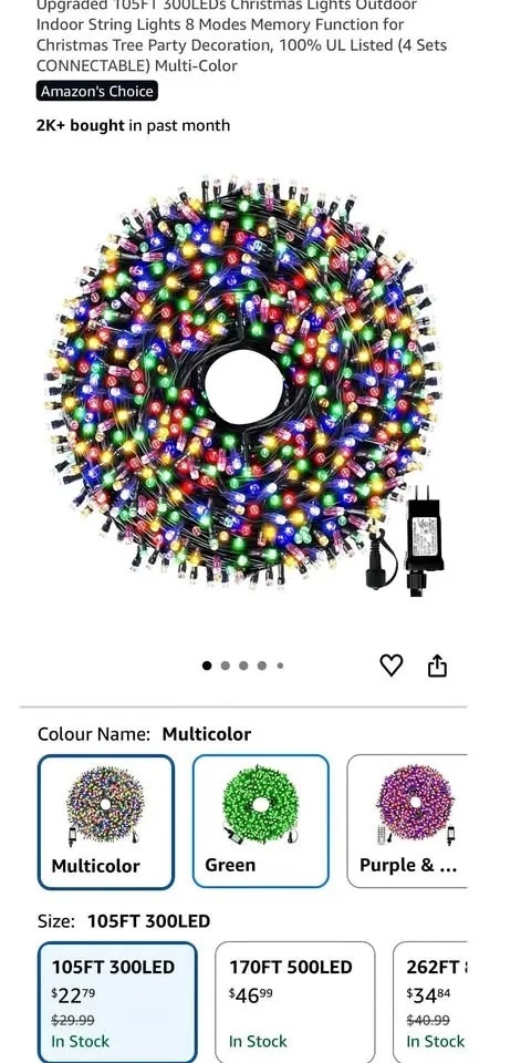 New 30 M 105 feet multicolour Christmas lights with 8 modes