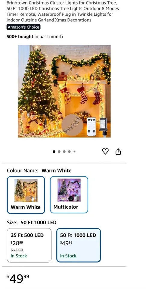 Brightown Christmas Cluster Lights 100 Ft Warm White