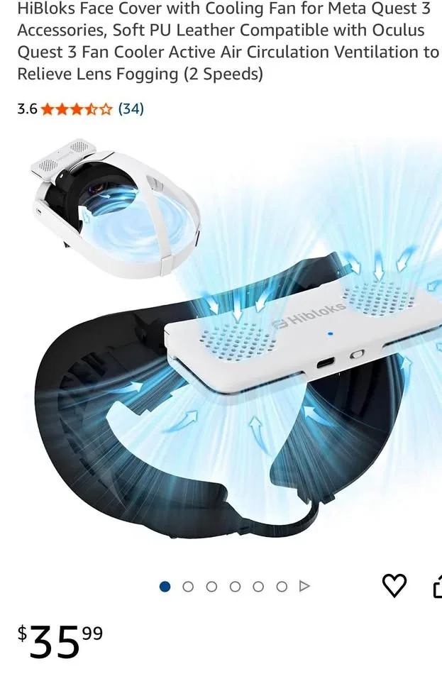 HiBloks Face Cover with Cooling Fan for Meta Quest 3