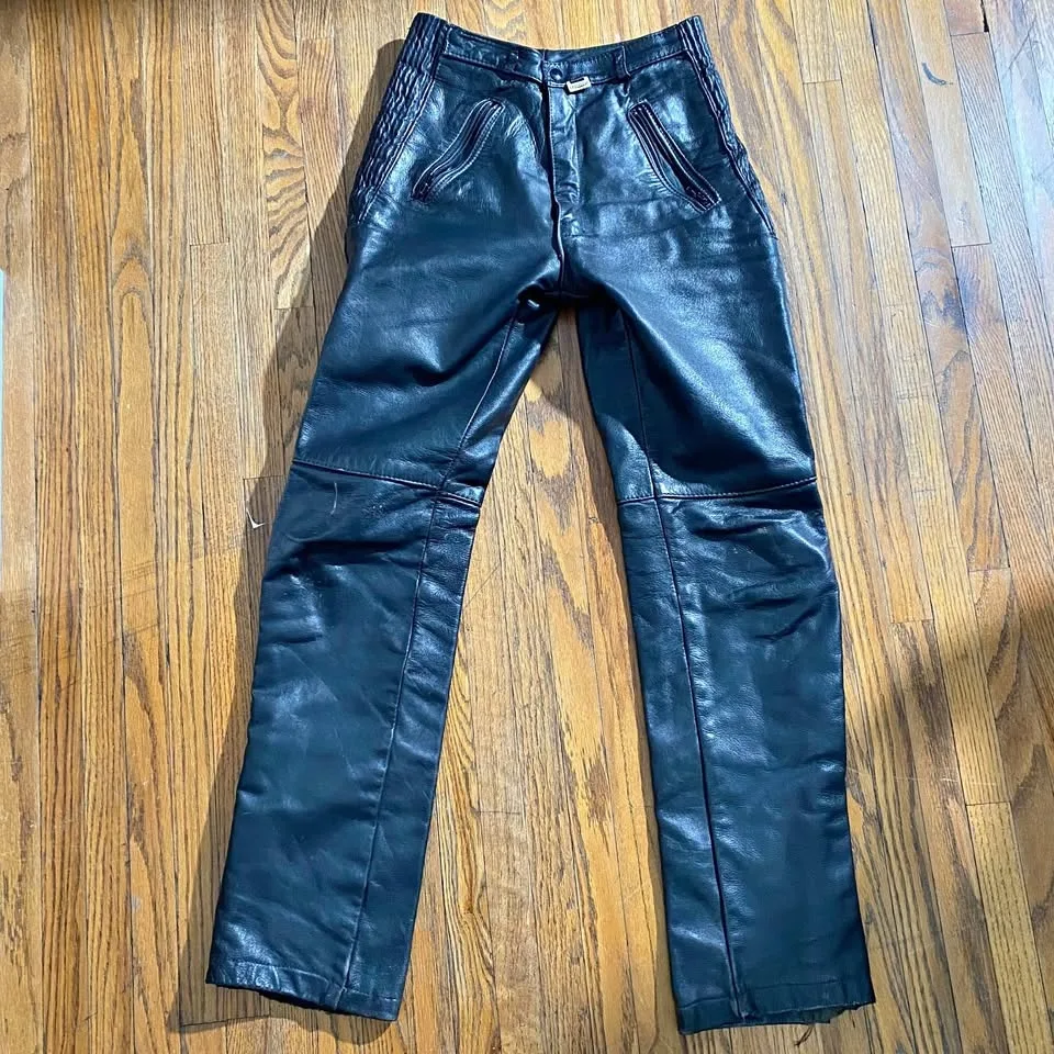 Vintage leather biker pants