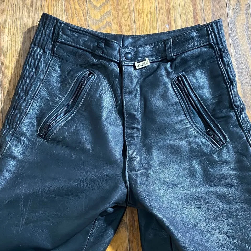 Vintage leather biker pants image indicator(2)