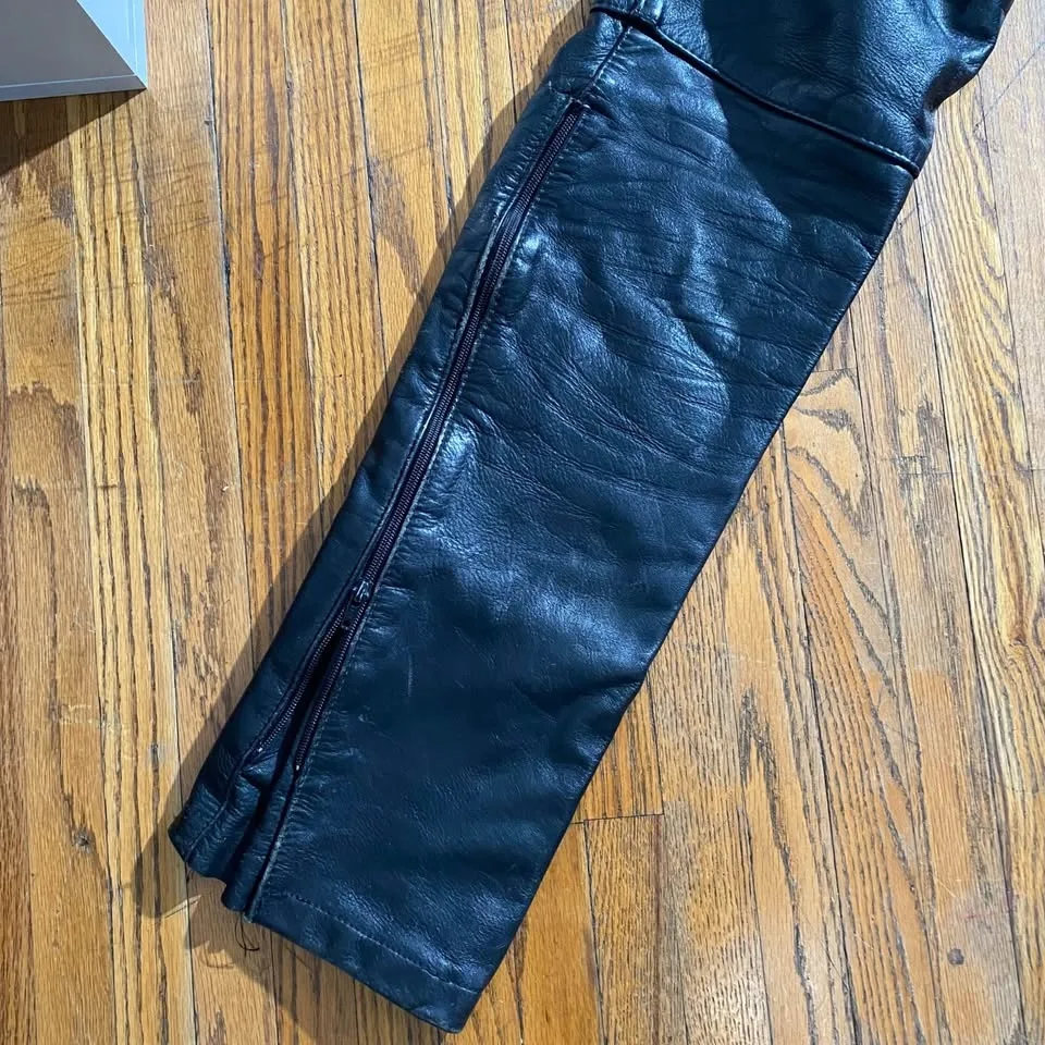 Vintage leather biker pants image indicator(5)