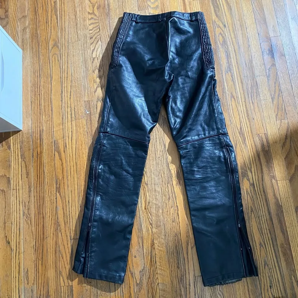 Vintage leather biker pants image indicator(7)