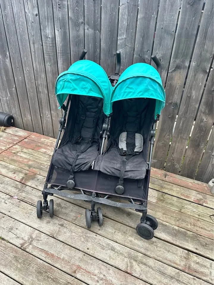 BRITAX HOLIDAY DOUBLE STROLLER — TEAL — LIGHTWEIGHT & COMPACT
