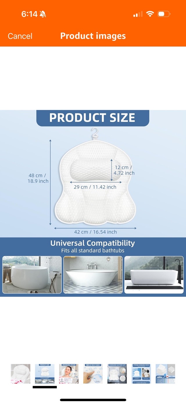 Ultimate Comfort Bath Pillow with 6 Non-Slip Suction Cups