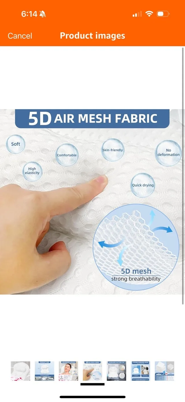 Ultimate Comfort Bath Pillow with 6 Non-Slip Suction Cups image indicator(3)