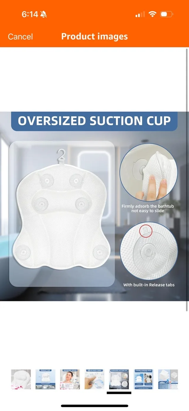 Ultimate Comfort Bath Pillow with 6 Non-Slip Suction Cups image indicator(4)