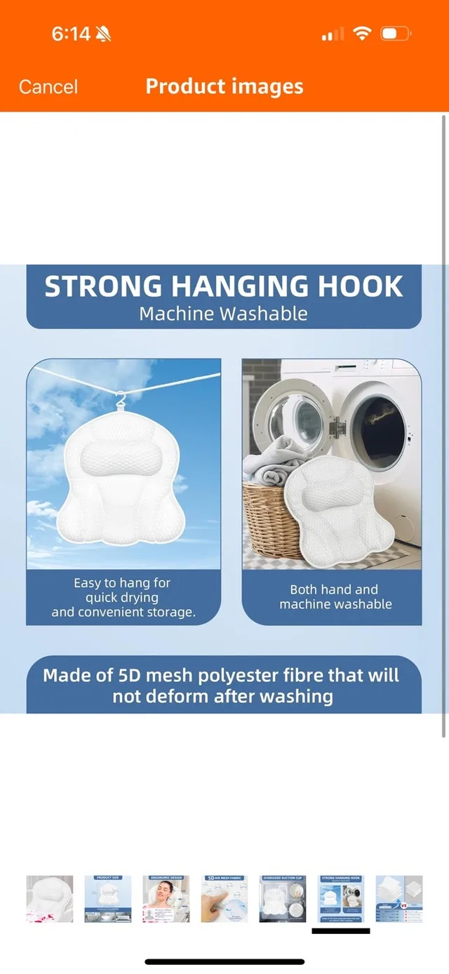 Ultimate Comfort Bath Pillow with 6 Non-Slip Suction Cups image indicator(5)