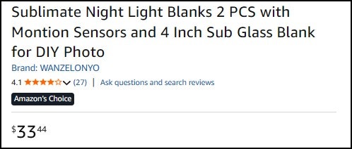 Sublimate Night Light Blanks 2 PCS with Motion Sensors (New) - photo 2