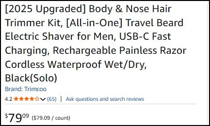 Rechargeable Body & Nose Hair Trimmer Kit (Brand New) - photo 2