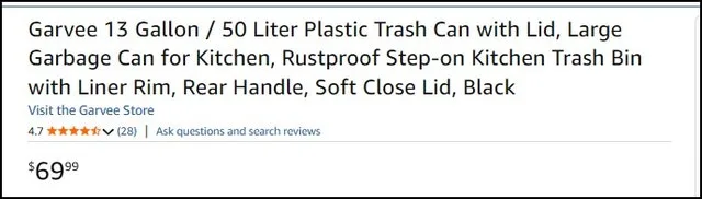 Large Trash Bin 50 Liter Plastic Trash Can with Lid (Brand New) image indicator(2)