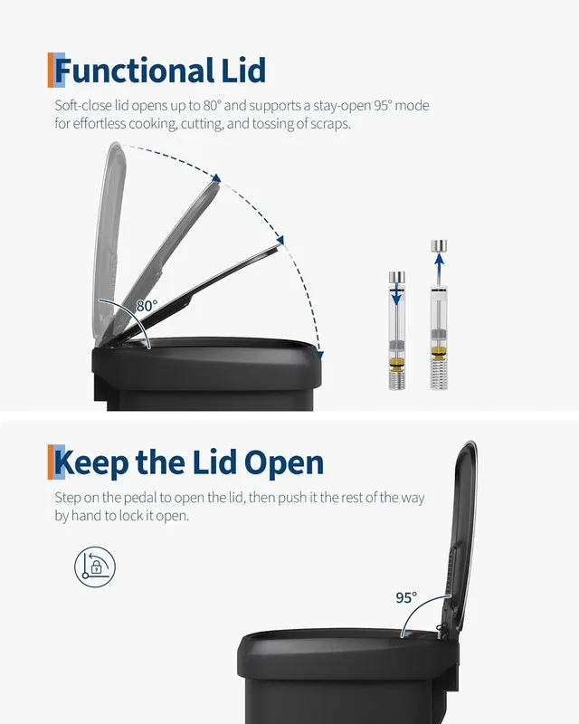 Large Trash Bin 50 Liter Plastic Trash Can with Lid (Brand New) image indicator(4)