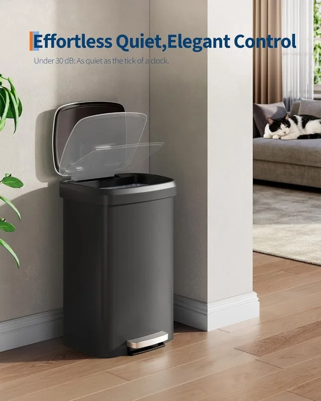 Large Trash Bin 50 Liter Plastic Trash Can with Lid (Brand New) image indicator(5)