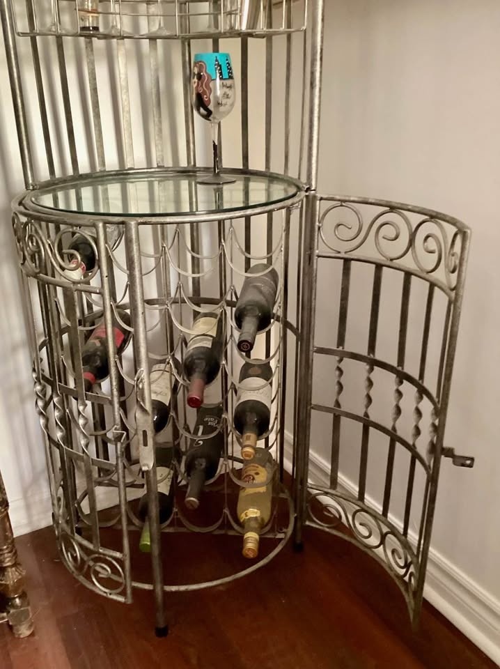 Vintage Wrought Iron Birdcage Wine Bar Cart Cabinet - photo 2