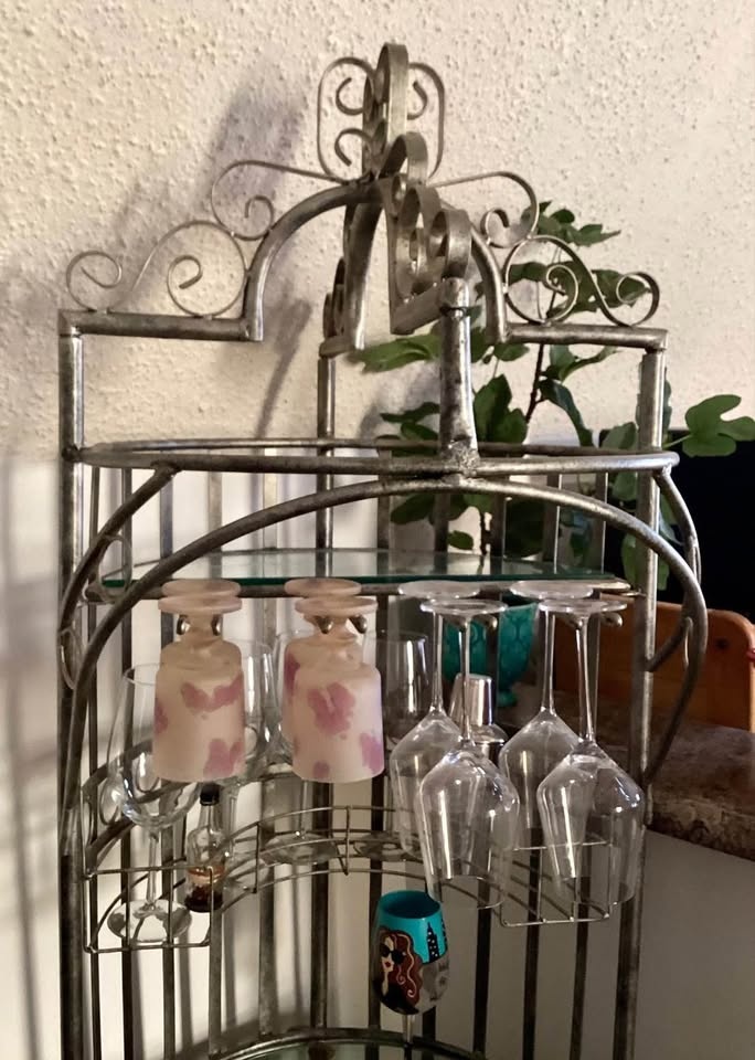 Vintage Wrought Iron Birdcage Wine Bar Cart Cabinet - photo 5