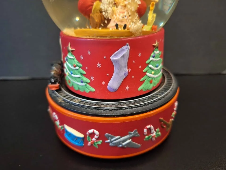 Christmas Snow Globe Hallmark Coca Cola Santa Moving Train image indicator(4)
