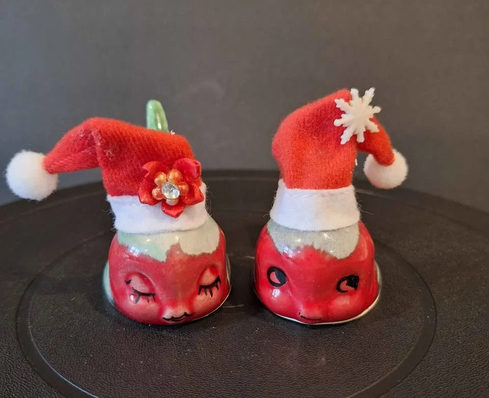 Vintage red and green glazed dolphins fish. image indicator(4)