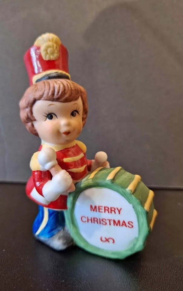 Holiday Christmas Figurine Drummer Girl Mark and Maker Unknown