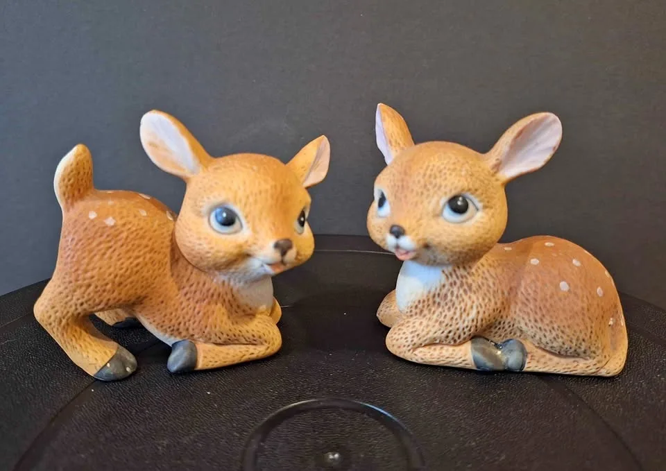 Vintage Pair Homco Baby Deer Fawns #1473 Adorable