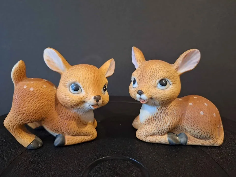 Vintage Pair Homco Baby Deer Fawns #1473 Adorable image indicator(2)