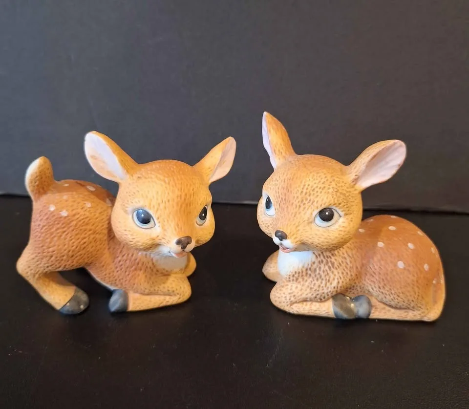 Vintage Pair Homco Baby Deer Fawns #1473 Adorable image indicator(3)