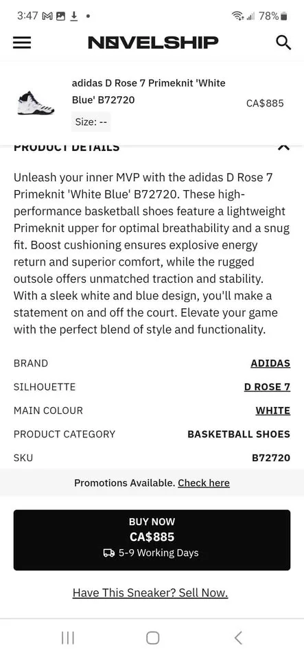 Adidas D Rose 7 Primeknit Men's - 72720 - size US 10.5 image indicator(7)