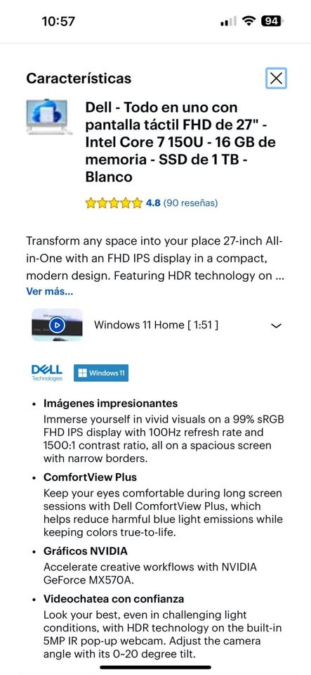 Dell 27" Touchscreen Computer, Intel Core i7 - photo 3