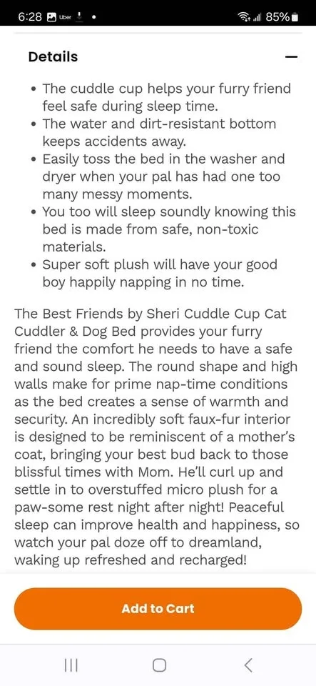 Cozy Ilan Cuddle Cup Pet Bed, for pets up to 12 lbs. image indicator(7)