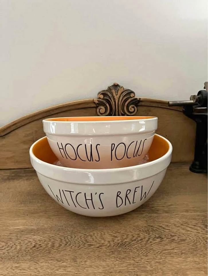 Rae Dunn Halloween bowl set witch's brew hocus Pocus - 7" and 9"