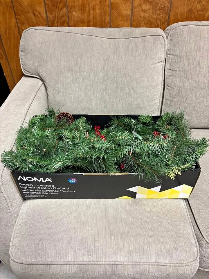 Christmas Garland with Battery Operated Lights