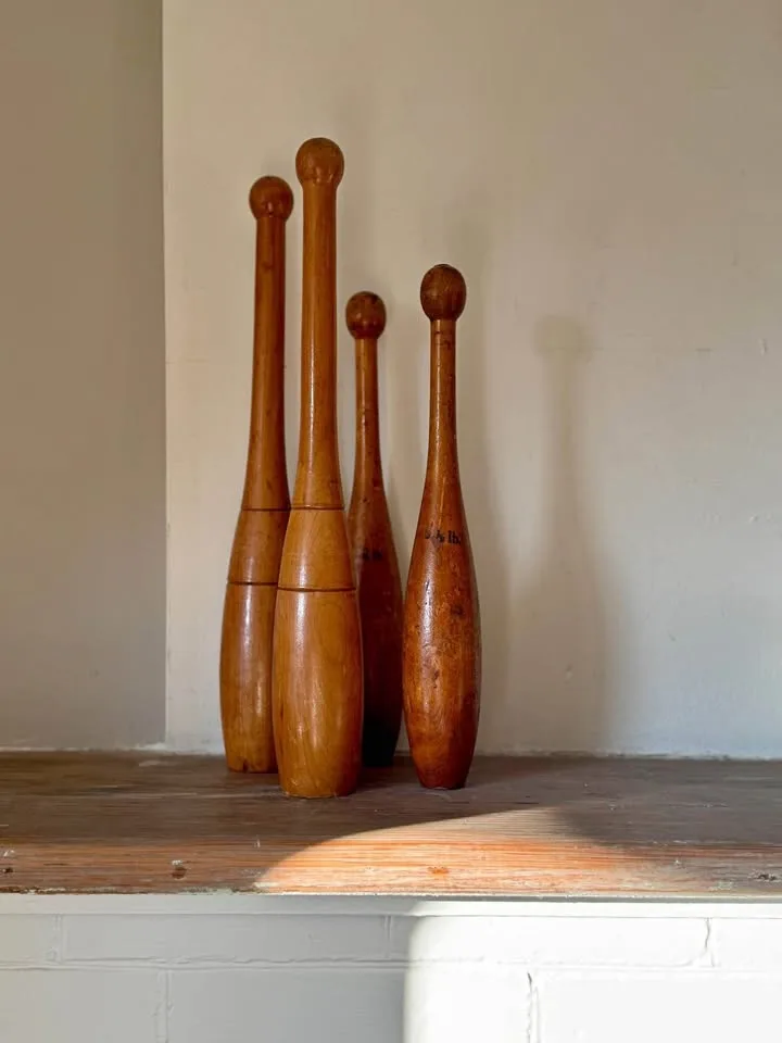 Set of 4 Wooden Vintage Indian Clubs