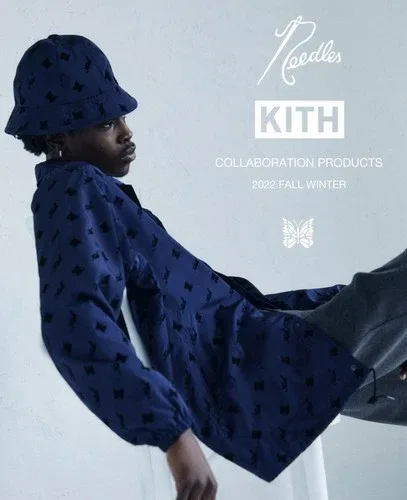 KITH x NEEDLES FLOCKED NYLON COACHES JACKET