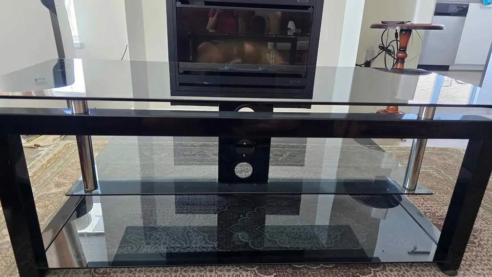 Black Glass Coffee Table or TV Stand image indicator(3)