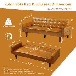 Convertible Double Folding Living Room Sofa Bed - 74.41" image indicator(6)