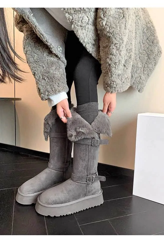 Tall fur boots