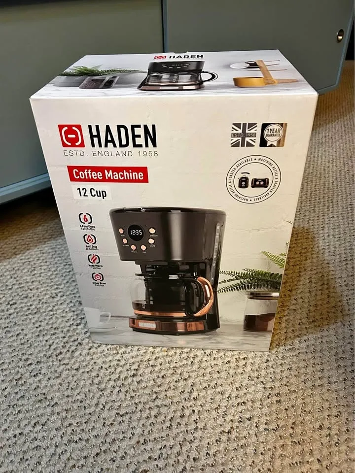 Haden Coffee Machine, Black & Copper