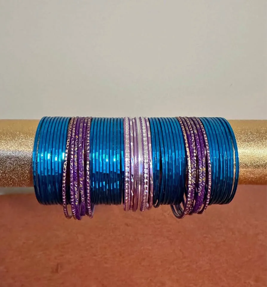 Assorted Indian Style Bangles (Purple & Teal) thumbnail