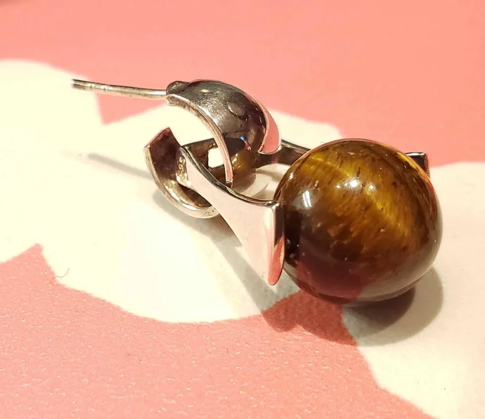 Sterling Tiger's Eye Earrings