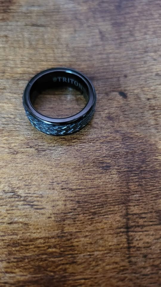 Triton Black Tungsten Carbide Ring Tire Tread Black Titanium Siz - photo 4